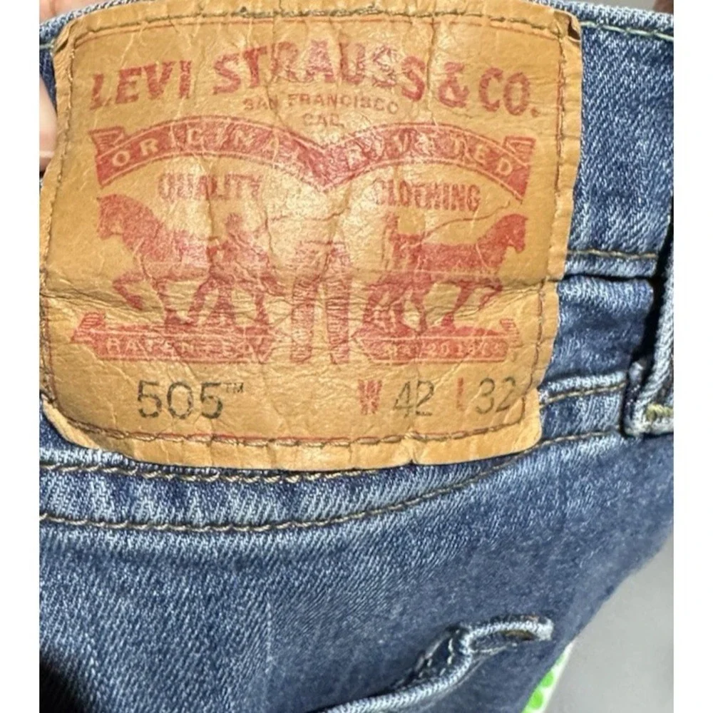 Levi Straus & Co 505 Denim Jeans Men's W42XL32 DarkWash WideLeg Regular Straight